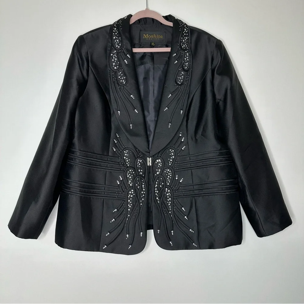 Moshita black embellished blazer jacket - Picture 14 of 14